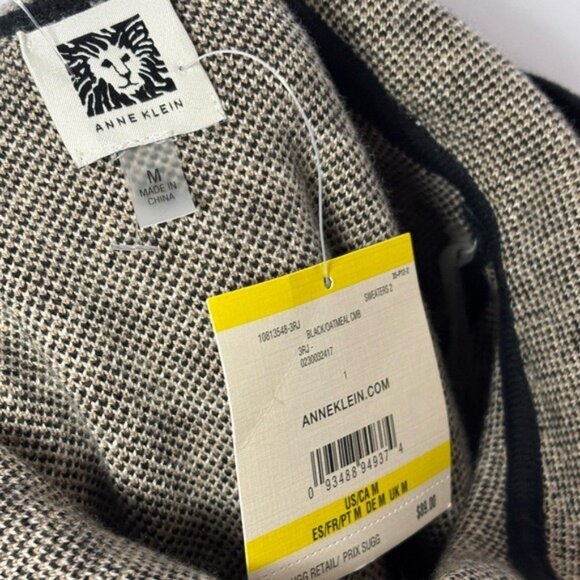 Anne Klein Hoodie Size M Geometric Black Tan Beige New - Picture 8 of 8